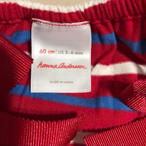 NWOT Hanna Andersson 3-6 Month Red and Blue Striped Dress and Bloomer Set - Picture 4 of 6
